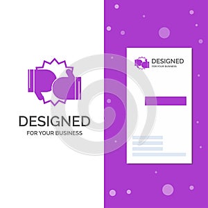 Business Logo for Box, boxing, competition, fight, gloves. Vertical Purple Business / Visiting Card template. Creative background