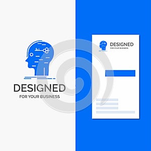 Business Logo for brain, hack, hacking, key, mind. Vertical Blue Business / Visiting Card template