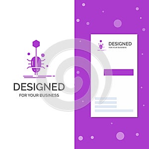 Business Logo for Bug, insect, spider, virus, web. Vertical Purple Business / Visiting Card template. Creative background vector