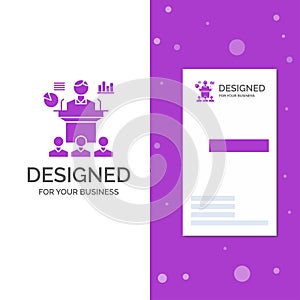 Business Logo for Business, conference, convention, presentation, seminar. Vertical Purple Business / Visiting Card template.