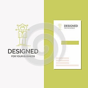 Business Logo for Business, connection, human, network, solution. Vertical Green Business / Visiting Card template. Creative