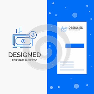 Business Logo for Business, cost, cut, expense, finance, money. Vertical Blue Business / Visiting Card template