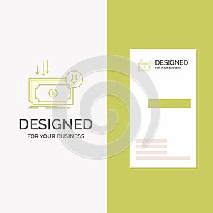 Business Logo for Business, cost, cut, expense, finance, money. Vertical Green Business / Visiting Card template. Creative