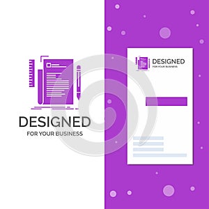 Business Logo for Code, coding, file, programming, script. Vertical Purple Business / Visiting Card template. Creative background