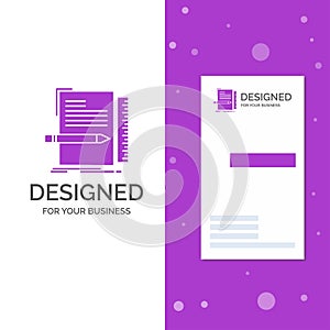 Business Logo for Code, coding, file, programming, script. Vertical Purple Business / Visiting Card template. Creative background