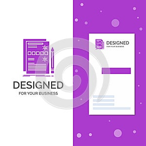 Business Logo for Component, data, design, hardware, system. Vertical Purple Business / Visiting Card template. Creative