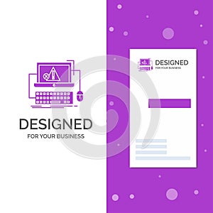 Business Logo for Computer, crash, error, failure, system. Vertical Purple Business / Visiting Card template. Creative background