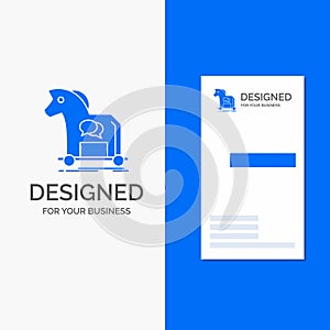 Business Logo for Cybercrime, horse, internet, trojan, virus. Vertical Blue Business / Visiting Card template