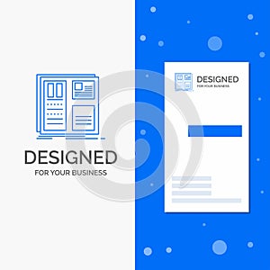 Business Logo for Design, grid, interface, layout, ui. Vertical Blue Business / Visiting Card template