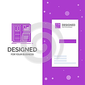 Business Logo for Design, grid, interface, layout, ui. Vertical Purple Business / Visiting Card template. Creative background