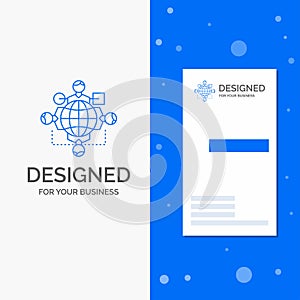 Business Logo for Function, instruction, logic, operation, meeting. Vertical Blue Business / Visiting Card template