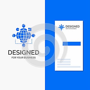 Business Logo for Function, instruction, logic, operation, meeting. Vertical Blue Business / Visiting Card template