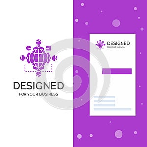 Business Logo for Function, instruction, logic, operation, meeting. Vertical Purple Business / Visiting Card template. Creative