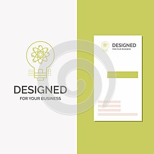 Business Logo for idea, innovation, light, solution, startup. Vertical Green Business / Visiting Card template. Creative