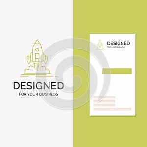 Business Logo for Launch, mission, shuttle, startup, publish. Vertical Green Business / Visiting Card template. Creative