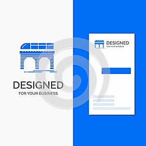 Business Logo for metro, railroad, railway, train, transport. Vertical Blue Business / Visiting Card template