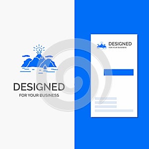 Business Logo for Nature, hill, landscape, mountain, blast. Vertical Blue Business / Visiting Card template