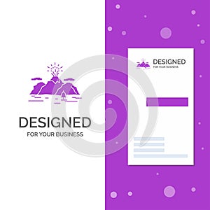 Business Logo for Nature, hill, landscape, mountain, blast. Vertical Purple Business / Visiting Card template. Creative background