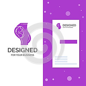 Business Logo for pregnancy, pregnant, baby, obstetrics, Mother. Vertical Purple Business / Visiting Card template. Creative