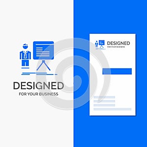 Business Logo for presentation, businessman, chart, graph, progress. Vertical Blue Business / Visiting Card template