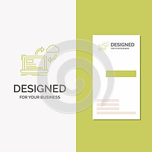 Business Logo for sync, processing, data, dashboard, arrows. Vertical Green Business / Visiting Card template. Creative background