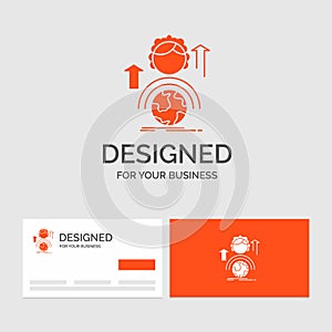 Business logo template for abilities, development, Female, global, online. Orange Visiting Cards with Brand logo template