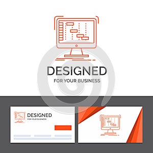 Business logo template for Ableton, application, daw, digital, sequencer. Orange Visiting Cards with Brand logo template