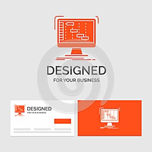 Business logo template for Ableton, application, daw, digital, sequencer. Orange Visiting Cards with Brand logo template