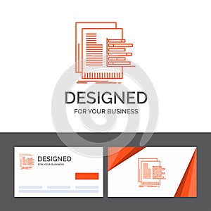 Business logo template for chart, data, graph, reports, valuation. Orange Visiting Cards with Brand logo template