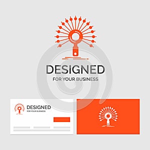 Business logo template for Data, information, informational, network, retrieval. Orange Visiting Cards with Brand logo template