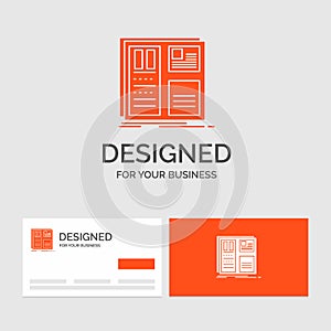 Business logo template for Design, grid, interface, layout, ui. Orange Visiting Cards with Brand logo template