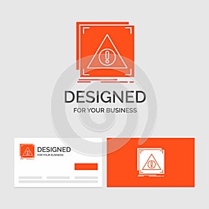 Business logo template for Error, Application, Denied, server, alert. Orange Visiting Cards with Brand logo template