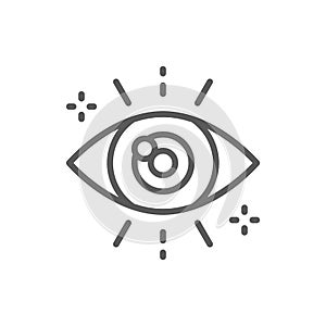 Business look, attentive eye line icon.