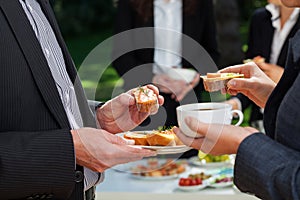 Business lunch in the garden photo