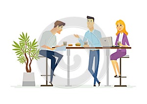 Business Lunch - modern vector cartoon characters illustration