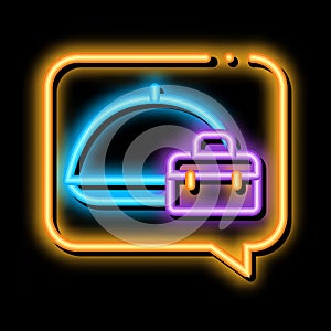 business lunch neon glow icon illustration
