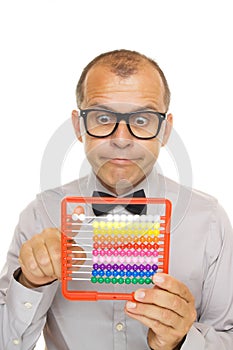 Business man with abacus calculator