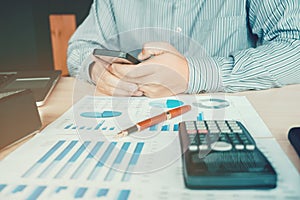 Business man Accounting Calculating Cost Economic concept