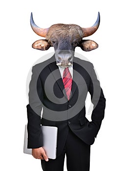 Business man with animal head isolated