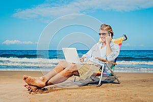 Business man on the beach