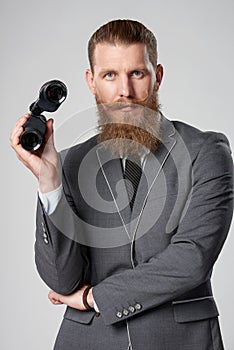 Business man with binoculars