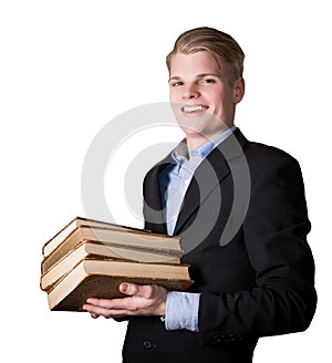 Business man with books