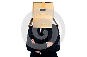 Business man with box