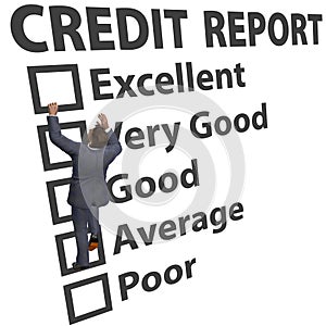 Business man build credit score rating up