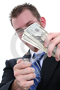 Business Man Burning Money photo