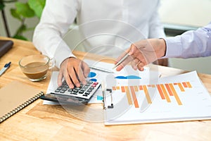 Business man calculating budget numbers, Invoices and financial