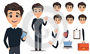 Business man cartoon character creation set