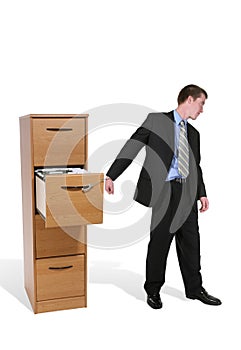 Business Man Chained to Work