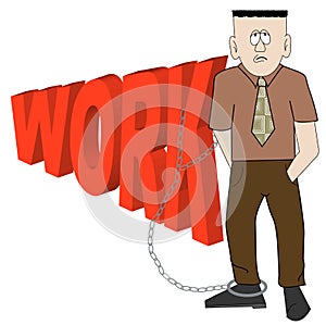 Business man chained to work