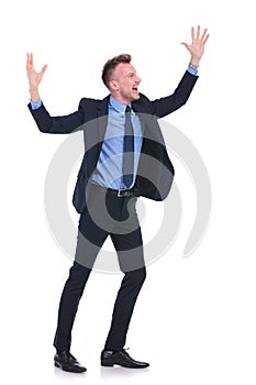 Business man cheering